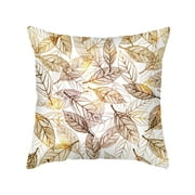 Wovilon Golden Leaves Throw Pillow Covers Velvet Flannel Square Pillow Cushion For Sofa
