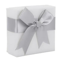 Wovilon Gray Bow White Gift Box, Girlfriend Jewelry Box Earrings Ring Necklace Bracelet Jewelry Packaging Box Ribbon Storage Box Bow Storage Box, 2.7" x 2.7" x 1.4"