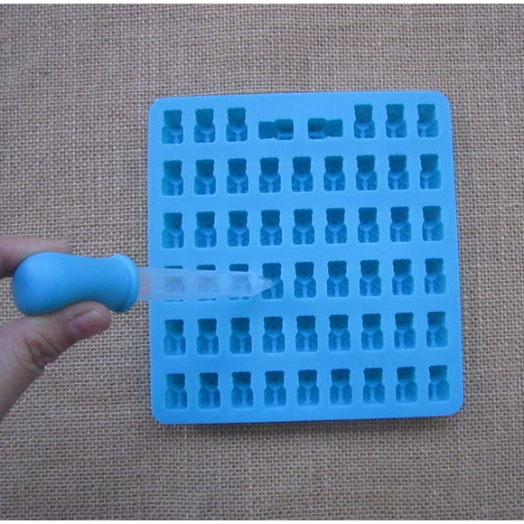 Wovilon Gummy Bear Candy Molds Silicone - Mini Size Chocolate Gummy Molds With 1 Droppers Nonstick Food Grade Silicone
