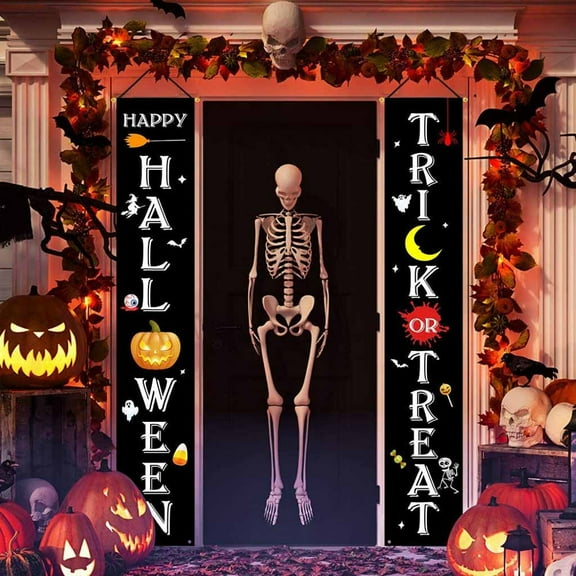 Wovilon Halloween Bathroom Decor, Halloween Curtain Decoration Door Hanging Painting Hanging Flag Decoration