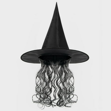Wovilon Halloween Bathroom Decor, Halloween Witch Mask With Hat Long Hair Grimace Mask Scary Dance Performance Props