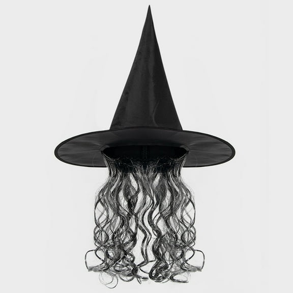 Wovilon Halloween Bathroom Decor, Halloween Witch Mask With Hat Long Hair Grimace Mask Scary Dance Performance Props