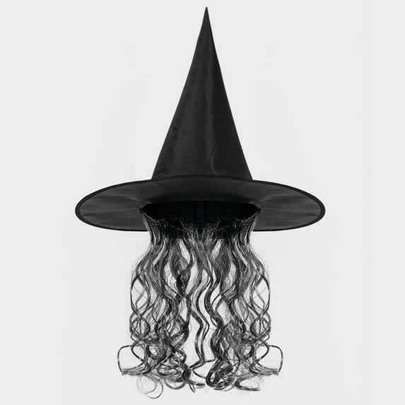 Wovilon Halloween Bathroom Decor, Halloween Witch Mask With Hat Long Hair Grimace Mask Scary Dance Performance Props
