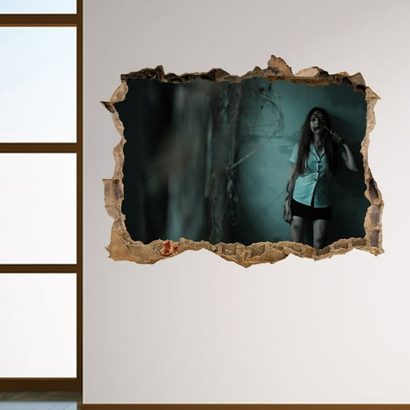 Wovilon Halloween Bathroom Decor, New Halloween Zom-bie Wall Stickers Broken Wall Halloween Wall Stickers