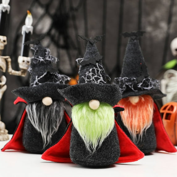 Wovilon Halloween Decor Halloween Doll Black Robe Rudolph Makeup Party Hat Faceless Doll Gnome