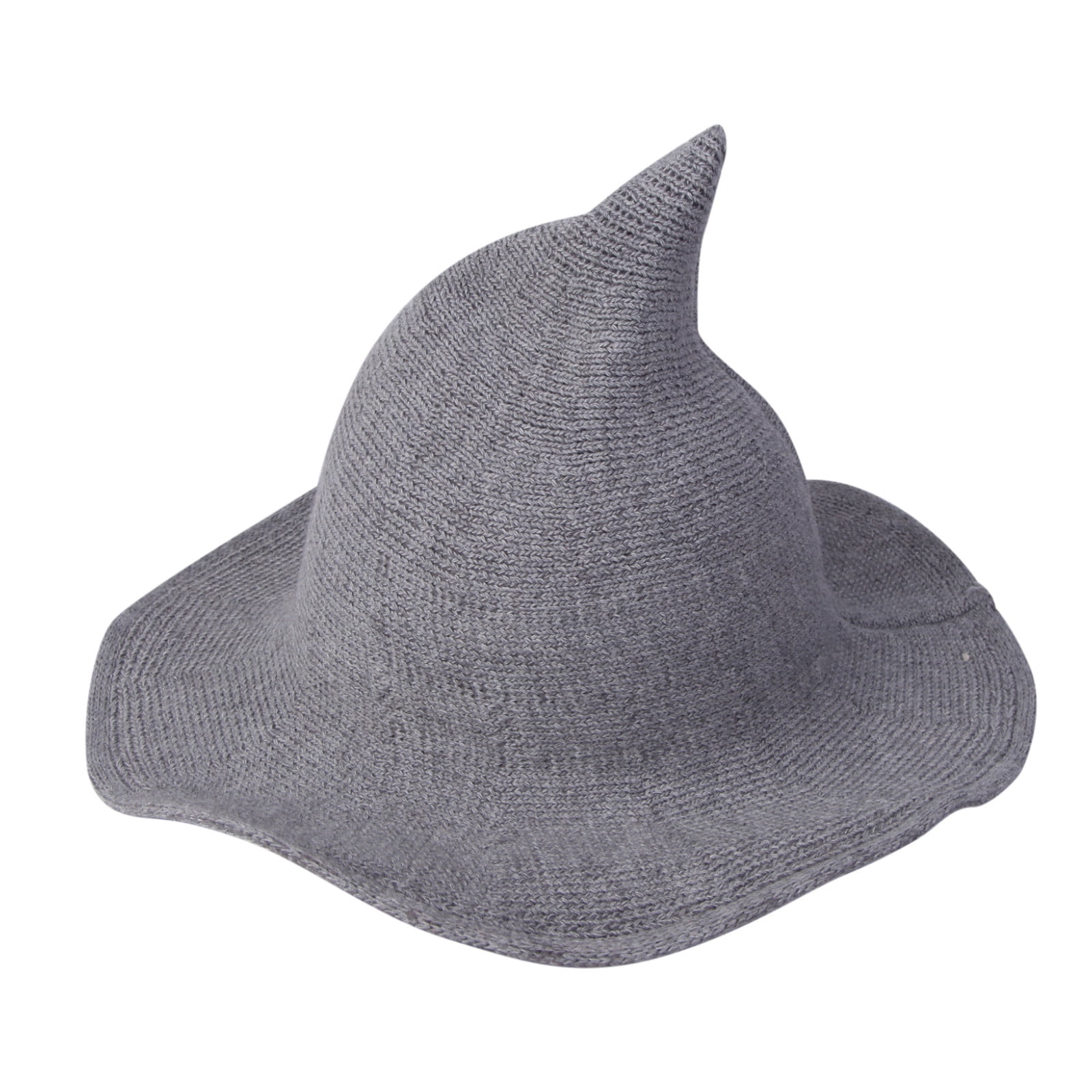 Pointed Knit Witch Hat in Charcoal Gray Knit Cap Witch Hat, Halloween Witch Hat with Pointed Top  main image 3