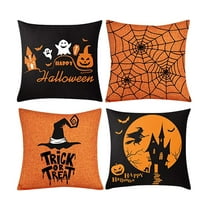 Wovilon Halloween Decoration 4Pcs Halloween Pillows Cover Decor Pillow Case Sofa Waist Throw Cushion Cover