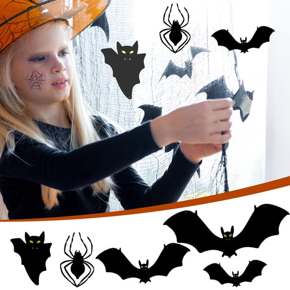 Wovilon Halloween Decorations, Halloween Felting Spider Decor Home Decor DIY Wall Decal Bathroom Interior Halloween Party Supplies, 3 Different Styles Of Realistic Scary Black Pendant
