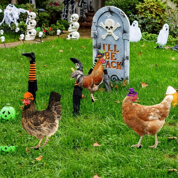 Wovilon Halloween Decorations Indoor Acrylic Outdoor Scene Yard Art Simulated Chicken Decoration Courtyard Decoration Garden Double Sided Ground Insertion Board