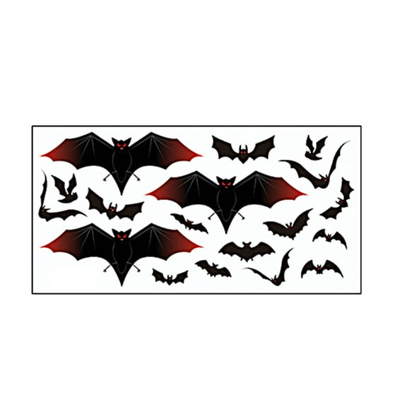 Wovilon Halloween Decorative Sticker Funny Red Wing Bat Window Sticker Halloween Window Sticker Halloween Decor
