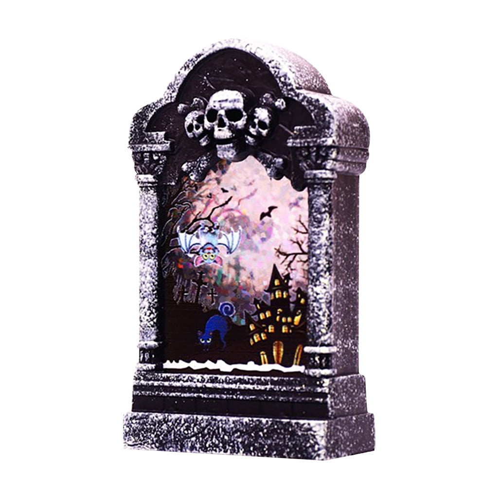 Wovilon Halloween Graveyard Tombstone Decorations, Led Lights, Creepy