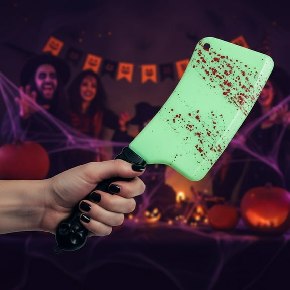 Wovilon Halloween Luminous Bloods Blade Prop Knife Simulation Plastic Kitchen Knife Machetes And Machetes Horror Bloods Stain Cos Performance Equipment