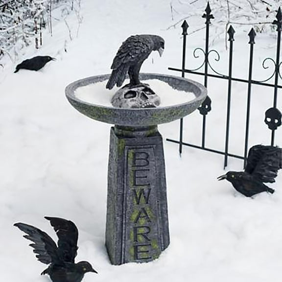 Wovilon Halloween Outdoor Garden Resin Bird Bath Skull Garden Decoration - Weather Resistant Polyresin-Backyard Expressions
