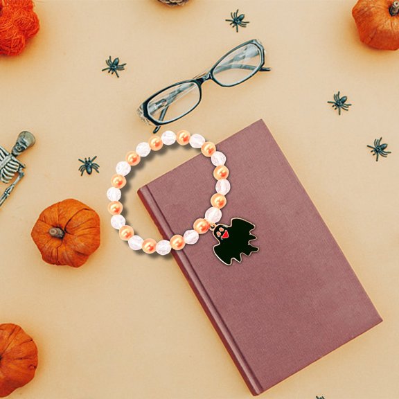 Wovilon Halloween Party Decorations, Halloween Hand Beaded Hand Decorated Pumpkin Halloween Orange Bracelet