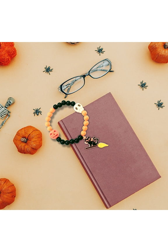 Halloween Party Decorations, Halloween Hand Beaded Hand Decorated Pumpkin Halloween Orange Bracelet