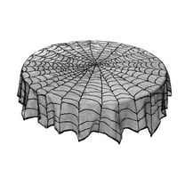 Wovilon Halloween Tablecloth, Halloween Spider Web Tablecloth Table Cover, Round Black Spider Web Lace Tablecloth For Halloween Kitchen Decor Party Decorations