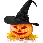 Wovilon Halloween Witch Costume Accessories Womens Pleated Witch Hat Party Wizard Headdress Wide Peak Pointed Hat Black