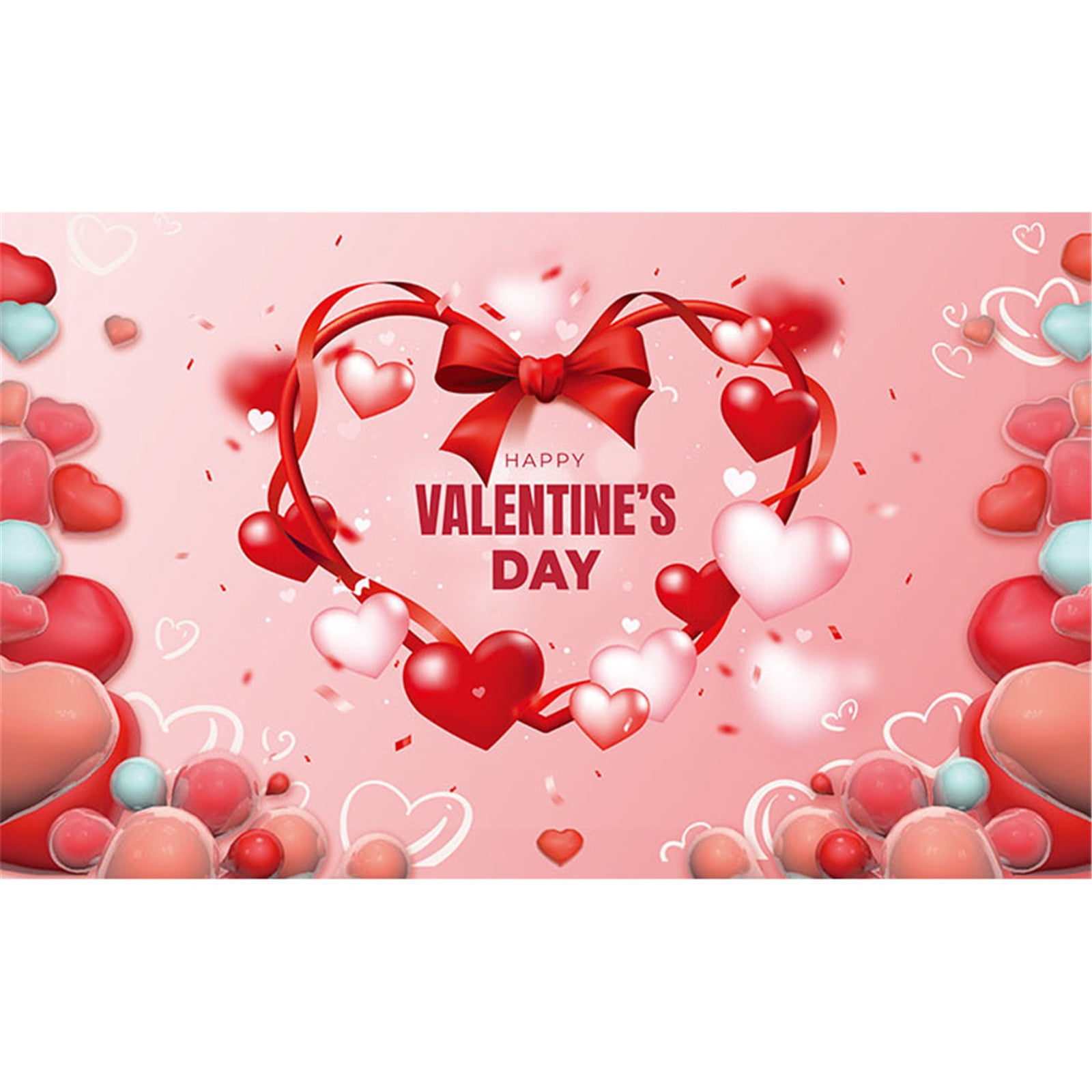 Wovilon Happy Valentine's Day Banner Large Size Heart Valentine's Day ...