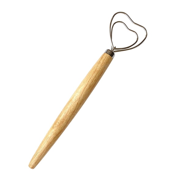 Wovilon Heart Shaped Danish Dough Whisk With Scrapper - 13 Inch Stainless Steel Bread Whisk With A Flexible 2 In 1 Cutter And Scraper - Dutch Whisk For Batter, Bread, Pizza, Pastry And Biscuits