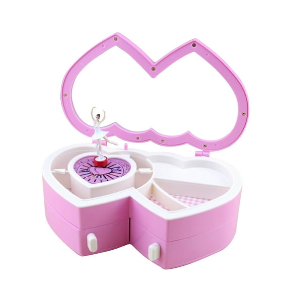 Wovilon Home Decor for Living Room Double Heart Dancing Girl Music Box Creative Music Jewelry Box Music Box Gift