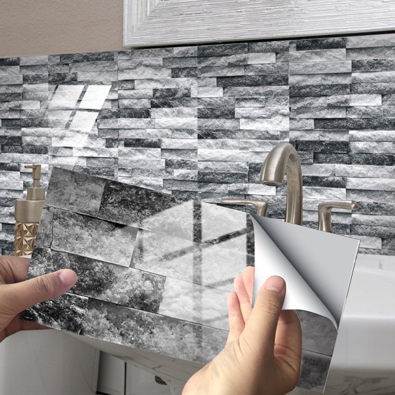 Wovilon Home Decor for Living Room Imitation Wall Tiles Crystal Film Tile Sticker Adhesive Floor Sticker Hot