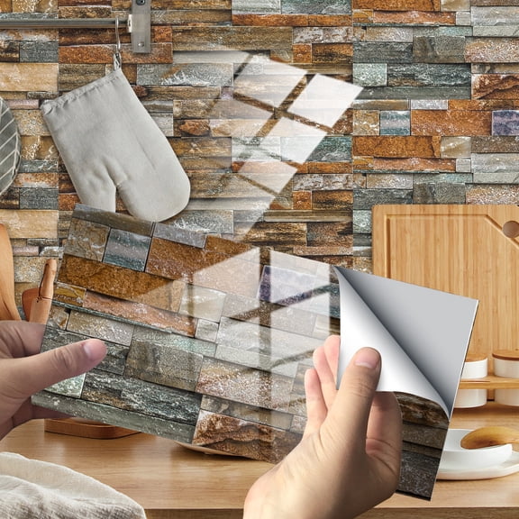 Wovilon Home Decor for Living Room Imitation Wall Tiles Crystal Film Tile Sticker Adhesive Floor Sticker Hot