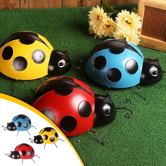 Wovilon Home Decor for Living Room Metal Garden Wall Art Decorative Cute Ladybugs Outdoor Wall Sculptures