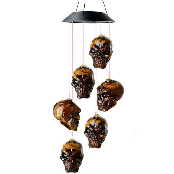 Wovilon Home Decor for Living Room Solar Skeleton Skull Solar Powerd Led Wind Chimes Night Light Party Decorate