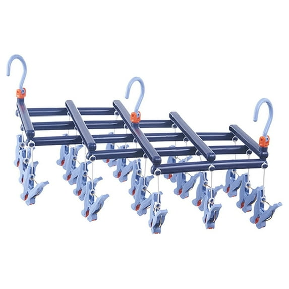 Wovilon Hooks Hangers Holders Folding Multi-Head Drying Rack Socks Clip Windproof Multifunctional Telescopic Drying Rack