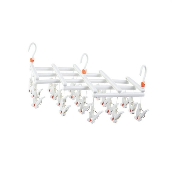 Wovilon Hooks Hangers Holders Folding Multi-Head Drying Rack Socks Clip Windproof Multifunctional Telescopic Drying Rack