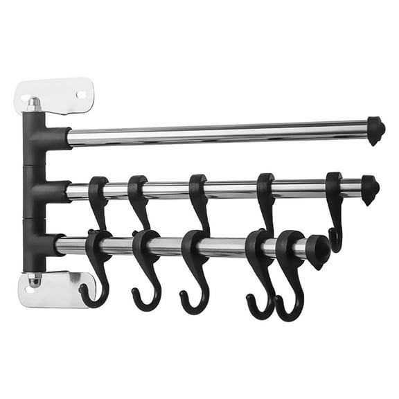 Wovilon Hooks Hangers Holders Nail-Free Seamless Stainless Steel Kitchen Bath Hook Towel Rack Shelf