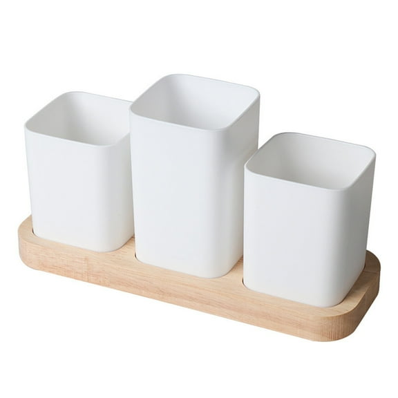 Wovilon Household O-ak Base Cutlery Storage Box, Kitchen Draining Chopsticks Spoon Box, Split Storage Compartment