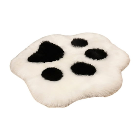 Wovilon Imitation Wool Cozy Paw Shaped Carpet Plush Long Hair Rug Living Room Floor Mat Bedroom Bedside Rug