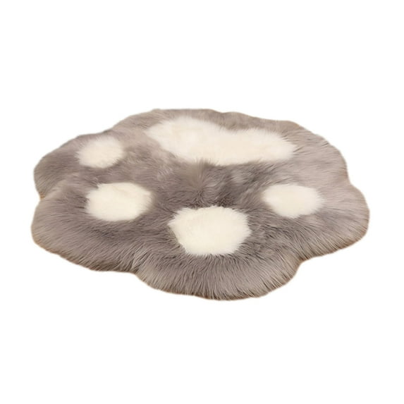 Wovilon Imitation Wool Cozy Paw Shaped Carpet Plush Long Hair Rug Living Room Floor Mat Bedroom Bedside Rug