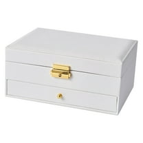 Wovilon Jewelry Box With Lock And Mirror Jewelry Organizer Storage Case With 2 Display For Earrings Bracelets Rings Watches