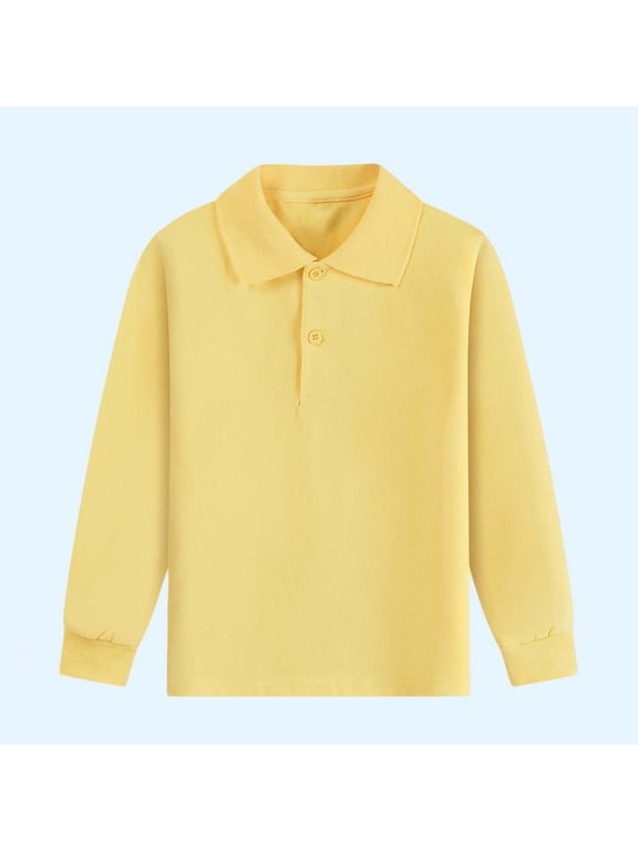 Kids Long SleeveShirt Boys Girls Cotton School Uniform Top Soft Stretch Collared Shirt Solid Color 8 Colors Sizes 2-15 Years