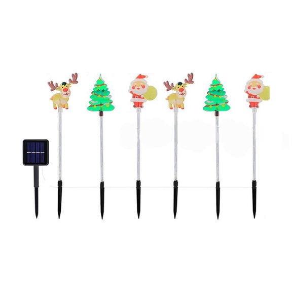 Wovilon LED Christmas Solar Lights Christmas Classic Elements Shape Warm Color Mode Solar Ground Lights Holiday Outdoor Garden Yard Decoration One Tow Five