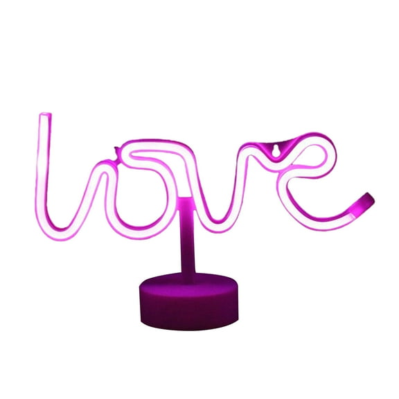 Wovilon LED Valentine's Day Shape Light Decoration Valentine's Day Color Light USB Round Base Neon Light
