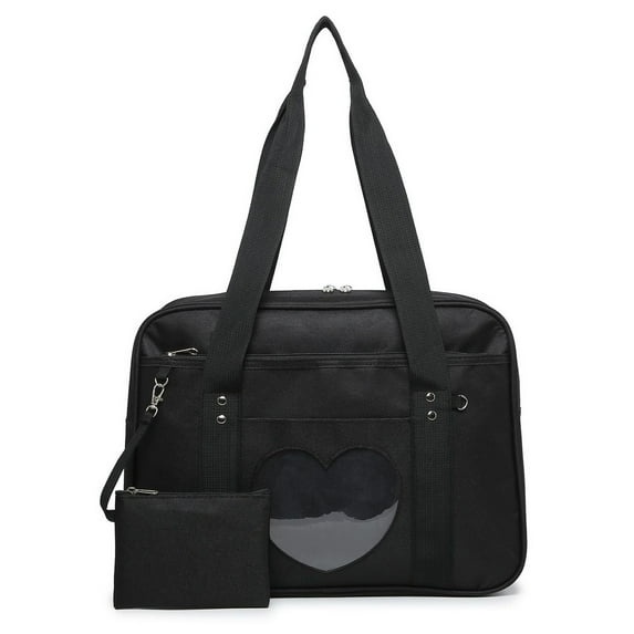 Wovilon Ladies Shoulder Bag Handheld Heart Shaped Japanese School Bag Kawaii Wallet Anime Wallet Manga Tote Bag