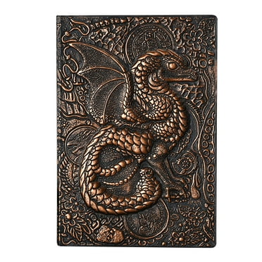 Wovilon Leather Writing Journal Vintage Notebook, Dinosaur Embossed Daily Notepad Diary With Lined Page, Cool Journal Gift For Women Men To Write In A5 Hardcover Retro Notepad Notebook Manual