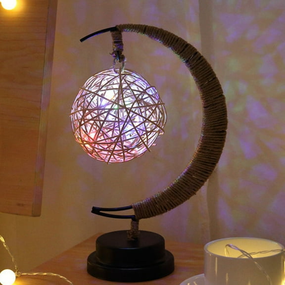 Wovilon Led Decorative Light Star Moon Light Handmade Wrought Iron Night Light