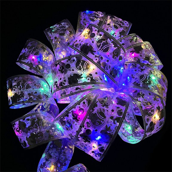 Wovilon Led Light Strip Easter Decoration Led Ribbon Lights Easter Tree Ornaments Diy Lace Bow String Lights Decoration