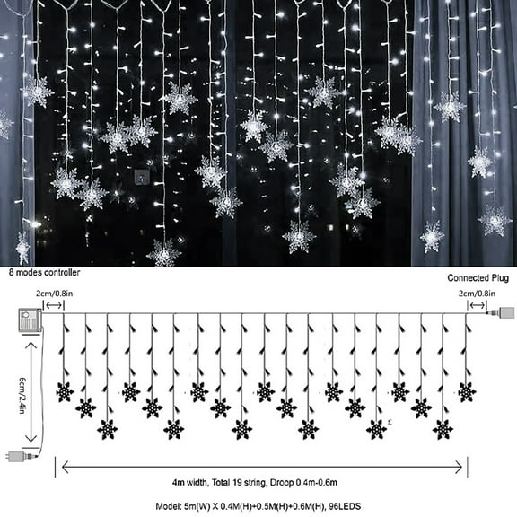 Wovilon Led Light Strips 4 M 96 Led Snowflake Light String Party Wedding Holiday Decoration Light