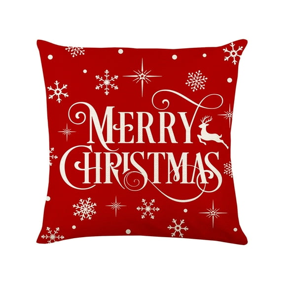 Wovilon Linen Christmas Pillowcase 17.71x17.71in Used For Christmas Decoration Winter Holiday Decoration Pillow Cover Suitable For Home Sofas