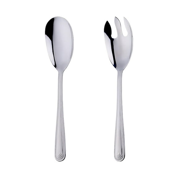 Wovilon Long Handle Stainless Steel Salad Spoon Fork Salad Spoon Fork Western Two Piece Utility Fork Spoon Set