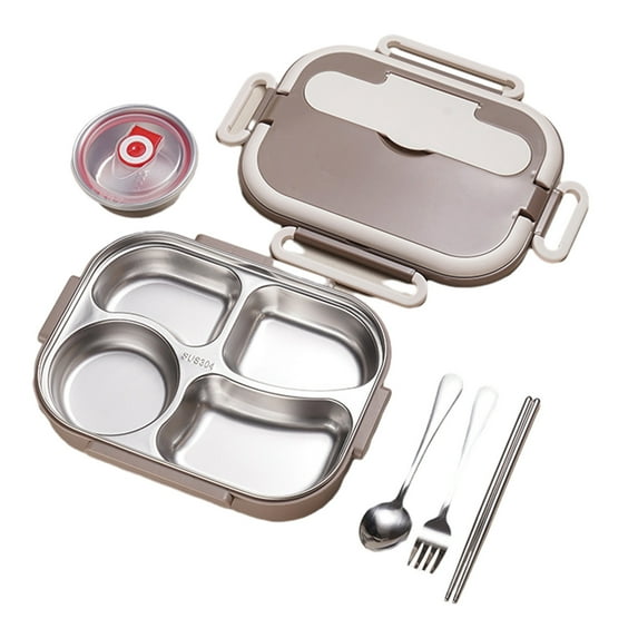 Wovilon Lunch Box 1500ML 4 Compartment Stainless Steel Bento Box Containers For Adults Leak-Proof Microwave Dishwasher Freezer Safe