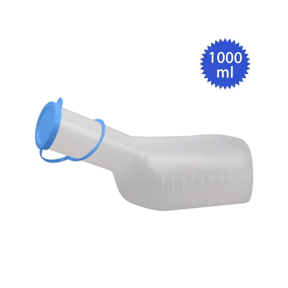 Wovilon Male Urine Bottle 1 Litre / 1000ml Plastic Urine Bottle With Easy Read Measuring Lines Portable For Travel