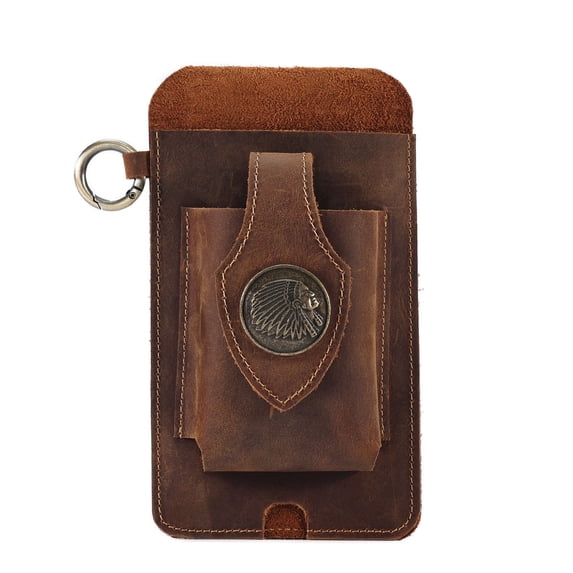 Wovilon Men Multifunctional Retro Leather Mobile Phone Bag Belt Waist Bag For Outdoor Sports