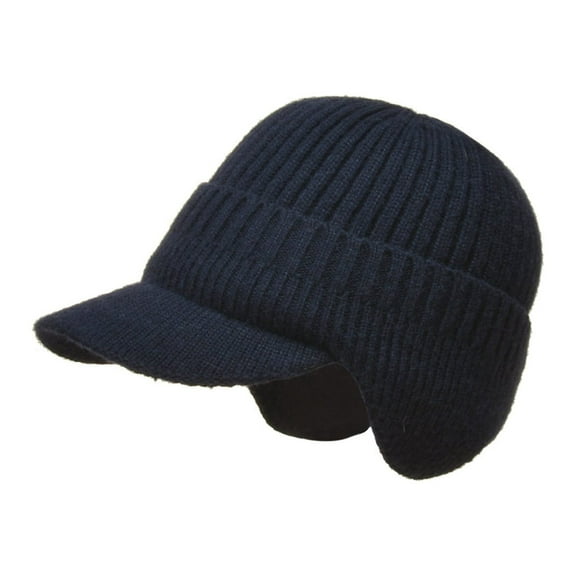 Wovilon Men'S Thick Wool Hat Autumn And Winter Outdoor Warm Ear Protection Knitted Hat