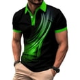 thumbnail image 1 of Wovilon Men's Collared Shirt with Abstract Swirl Graphic and Contrast Trim, Short Sleeve Breathable Mesh Performance Top for Golf, Sports, and Casual Summer Wear, 1 of 7